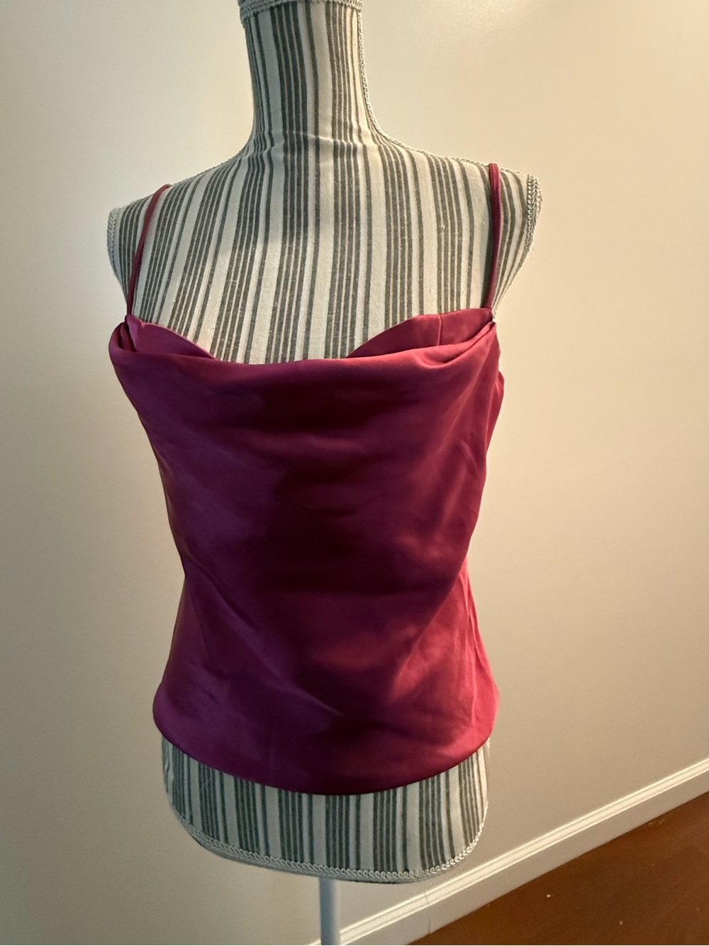 ASTR the Label Satin Cowl Neck Spaghetti Strap Top - Fuchsia
